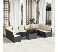 Owoxanthellate Set di divani da giardino, 11 pezzi, nero, in rattan sintetico, resistente alle intemperie, modulare, con spazio di archiviazione, 10 posti, per terrazze, balconi, giardini, lounge