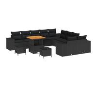 Owoxanthellate Set di divani da giardino, 13 pezzi, in rattan sintetico, con tavolo in legno di acacia, altezza regolabile in altezza, 80 x 80 x 71 cm, per giardino, terrazza, balcone