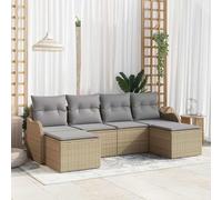 Owoxanthellate Set di divani da giardino, 6 posti, beige, grigio chiaro, in rattan sintetico, modulare, 298 x 49 cm, con spazio di archiviazione, robusto, resistente alle intemperie, design moderno