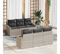 Owoxanthellate Set di divani da giardino, 7 pezzi, grigio chiaro, grigio scuro, in rattan sintetico, 55 x 55 x 37 cm, design moderno, modulare, leggero, per balconi, terrazze, giardini, esterni