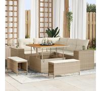 Owoxanthellate Set di divani da giardino, 8 pezzi, beige, crema, 100 x 100 cm, in rattan sintetico, con spazio di archiviazione e piedini regolabili, design moderno, robusto, per terrazza, balcone