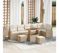 Owoxanthellate Set di divani da giardino, 9 pezzi, beige, in rattan sintetico, resistente alle intemperie, modulare, regolabile in altezza, 8 posti, per giardino, terrazza, balcone e piccoli spazi