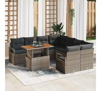 Owoxanthellate Set di divani da giardino 9 pezzi, grigio polyrattan, resistente alle intemperie, modulare, con braccio, ad angolo, 55 cm, larghezza della seduta, design moderno, robusto, per giardino