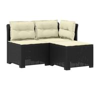Owoxanthellate Set di divani da giardino a 3 posti, effetto rattan | Divano angolare modulare a 3 pezzi con cuscino color crema, per terrazza, balcone e giardino d'inverno. Materiale PP facile