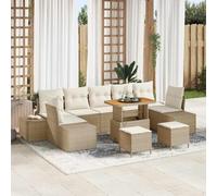 Owoxanthellate Set di divani da giardino a 9 posti, beige, in rattan sintetico, modulare, resistente alle intemperie, con 10 cuscini, design moderno, per giardino, terrazza e balcone