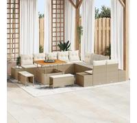 Owoxanthellate Set di divani da giardino, beige, 100 x 100 x 71 cm, in polyrattan, in acciaio, modulare, con spazio di archiviazione, resistente alle intemperie, per terrazze, balconi, piccoli sedili