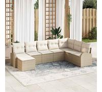 Owoxanthellate Set di divani da giardino, beige, 8 posti, in polyrattan, modulare, con set di cuscini per seduta, design moderno, robusto e resistente alle intemperie, per terrazze, balconi, giardini
