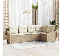 Owoxanthellate Set di divani da giardino beige e crema, 5 pezzi, in rattan sintetico, resistente alle intemperie, modulare per piccoli balconi, terrazze, lounge, mobili da giardino