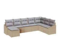 Owoxanthellate Set di divani da giardino beige grigio chiaro polyrattan 288,5 × 123,5 × 85 cm modulare lounge resistente alle intemperie con spazio di archiviazione e tavolo per balcone giardino