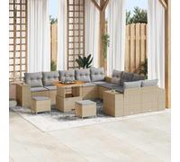 Owoxanthellate Set di divani da giardino beige grigio chiaro polyrattan, 80 x 80 x 71 cm, modulare, regolabile in altezza, con 13 cuscini per giardino, balcone, terrazza