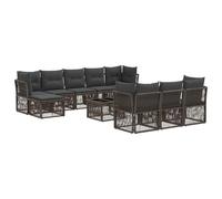 Owoxanthellate Set di divani da giardino in polyrattan, 11 pezzi, colore grigio | Gruppo modulare lounge per giardino e terrazza con opzioni di regolazione flessibili e cuscini di seduta facili da pulire.