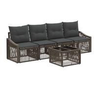 Owoxanthellate Set di divani da giardino in polyrattan, 5 pezzi, grigio | Gruppo lounge modulare in robusto rattan con struttura in acciaio grigio per la terrazza o il grande giardino.