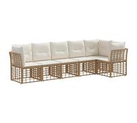Owoxanthellate Set di divani da giardino in polyrattan, 6 posti, per terrazza e giardino | Design modulare con telaio in acciaio verniciato a polvere e morbidi cuscini per ore accoglienti sul balcone.