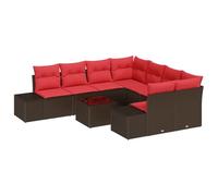 Owoxanthellate Set di divani da giardino in polyrattan, 9 pezzi, beige e | Design modulare per terrazza e giardino, con tavolo regolabile in altezza dal tavolino da caffè al tavolo da pranzo con piano