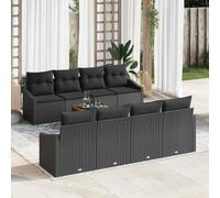 Owoxanthellate Set di divani da giardino in rattan nero, 9 pezzi, modulare, 8 posti, portata 955 kg, in rattan sintetico, resistente alle intemperie, per terrazza, balcone e giardino