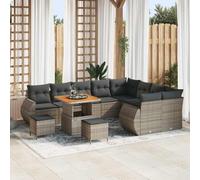 Owoxanthellate Set di divani da giardino in rattan sintetico, 12 pezzi, grigio modulare, ad angolo, resistente alle intemperie, 142 x 62 x 69 cm, con tavolo in legno di acacia, per terrazza, balcone e