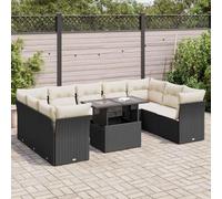 Owoxanthellate Set di divani da giardino in rattan sintetico, resistente ai raggi UV, 100 x 55 x 44/73 cm, con tavolo regolabile in altezza, per terrazza, balcone e giardino