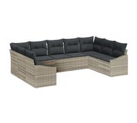 Owoxanthellate Set di divani da giardino modulari in rattan sintetico, 9 posti, grigio chiaro, 990 kg, resistente alle intemperie, design moderno, per balconi, terrazze, lounge, outdoor,