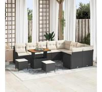 Owoxanthellate Set di divani da giardino nero 12 cucchiaini in rattan sintetico con tavolo regolabile in altezza, 80 x 80 cm, resistente alle intemperie, modulare per balcone, terrazza, giardino