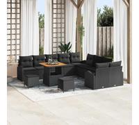 Owoxanthellate Set di divani da giardino nero, 80 x 80 cm, in legno di acacia, in acciaio, design moderno con comodi cuscinetti, piedini regolabili, spazio per balcone, terrazza, lounge