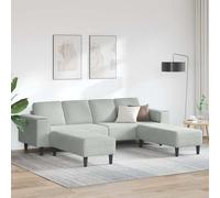 Owoxanthellate Set di divani in velluto, 4 posti, grigio chiaro, con 2 ottomani, design moderno con funzione sleep, piccolo divano compatto per Living Room Bedroom, ufficio, cucina, lounge 58 cm