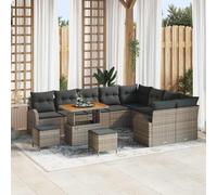 Owoxanthellate Set di divano da giardino in rattan sintetico, 12 pezzi, 280 cm, modulare, resistente alle intemperie, tavolo in legno di acacacia, per balcone, terrazza, lounge