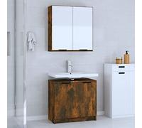 Owoxanthellate Set di mobili da bagno, 2 pezzi, con armadietto pensile, in legno di vetro, 64,5 x 33,5 x 59 cm, design moderno, per piccoli bagni