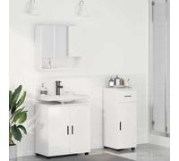 Owoxanthellate Set di mobili da bagno, 3 pezzi, bianco lucido, materiale in legno e metallo, 61 x 35 x 64 cm, mobile moderno con armadio a specchio, per piccoli bagni e ospiti
