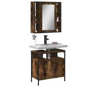 Owoxanthellate Set di mobili da bagno, 60 x 60 cm, mobiletto lavabo con specchio montabile, in legno e vetro, salvaspazio, design moderno per piccoli bagni