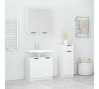 Owoxanthellate Set di mobili da bagno in legno bianco con mobiletto a specchio e armadietto alto, 32 x 34 x 90 cm, design moderno salvaspazio per piccoli bagni