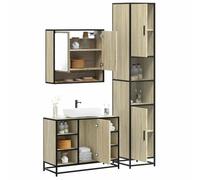 Owoxanthellate Set di mobili da bagno Sonoma, 3 pezzi, 65 x 20 x 60, mobiletto lavabo 80 x 33 x 60, mobile alto 35 x 37,5 x 188,5, legno e metallo, salvaspazio