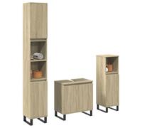 Owoxanthellate Set di mobili da bagno Sonoma Rovere Mobile 58 x 33 x 60 cm e 2 Armadietti da bagno in legno con piedini in ferro salvaspazio per piccoli bagni