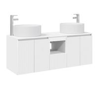 Owoxanthellate Set di mobili da bagno sospesi, 3 pezzi, bianco | Montaggio a parete salvaspazio per bagni moderni e bagni per gli ospiti, include un trapano per l'installazione flessibile