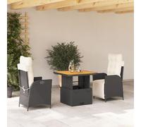 Owoxanthellate Set di mobili da balcone, nero, altezza 93 cm, altezza regolabile 80 x 80 x 40/71 cm, sedia pieghevole in rattan resistente alle intemperie, per terrazze, giardino, piccoli balconi
