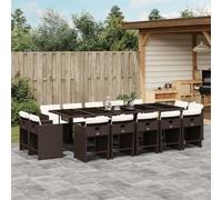 Owoxanthellate Set di mobili da giardino, 275 cm, 15 pezzi, marrone, in rattan sintetico, pieghevole, resistente agli agenti atmosferici, con cuscino per terrazza, balcone, sala da giardino