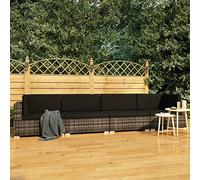 Owoxanthellate Set di mobili da giardino, 280 x 70 cm, 4 pezzi, in rattan sintetico, resistente alle intemperie, antracite e grigio, con spessi 6 cm, per terrazze, balconi e giardini d'inverno