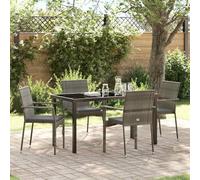 Owoxanthellate Set di mobili da giardino, 5 pezzi, grigio, 140 x 70 cm, in rattan sintetico, forma moderna, costruzione robusta e resistente alle intemperie, per terrazze, balcone, giardino e giardino