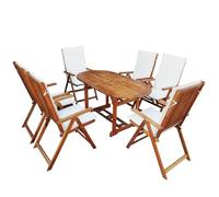 Owoxanthellate Set di mobili da giardino, 7 pezzi, in legno, composto da un grande tavolo e 6 sedie, moderno set da pranzo per giardino, terrazza e balcone, colore marrone