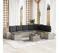 Owoxanthellate Set di mobili da giardino 8 pezzi grigio chiaro divano angolare in rattan con tavolo regolabile in altezza, modulare resistente alle intemperie, per balcone, terrazza e piccoli gruppi