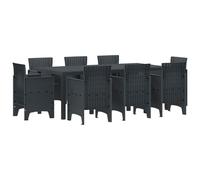 Owoxanthellate Set di mobili da giardino, 9 pezzi, antracite, 200 x 100 x 73 cm, in polipropilene, resistente agli agenti atmosferici, leggero e stabile, design moderno, per terrazze, balconi, esterni