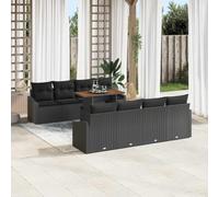 Owoxanthellate Set di mobili da giardino, 9 pezzi, nero, in rattan sintetico, 460 x 300 cm, divano angolare modulare con spazio di archiviazione, 8 posti, design moderno per terrazza, balcone e
