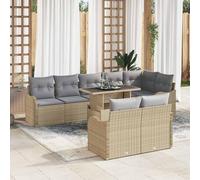 Owoxanthellate Set di mobili da giardino a 9 posti, beige, polyrattan, resistente alle intemperie, modulare, per terrazze, divano angolare, 100 x 55 x 73 cm, design moderno e robusto, per balcone
