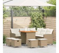 Owoxanthellate Set di mobili da giardino a forma di L, 184 x 184 cm, beige, in polyrattan, resistente alle intemperie, imbottito, per terrazza, balcone e giardino d'inverno