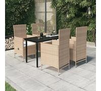 Owoxanthellate Set di mobili da giardino beige, 140 x 70 cm, sedie regolabili, cuscino bianco crema, telaio in acciaio, resistente alle intemperie