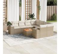 Owoxanthellate Set di mobili da giardino beige, 62 x 62 x 69 cm, in polyrattan con tavolo in legno di acacia, design moderno e robustezza per balconi, terrazze e giardini