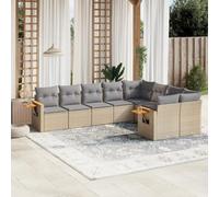 Owoxanthellate Set di mobili da giardino beige, 62 x 62 x 69 cm, in polyrattan, resistente alle intemperie, con ripiano pieghevole e cuscino lavabile, per balcone, terrazza e giardino