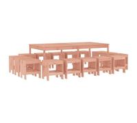Owoxanthellate Set di mobili da giardino da 17 pezzi in Douglasie massiccio, 203,5 x 100 x 76 cm, senza schienale, impilabile per balcone, terrazza, giardino