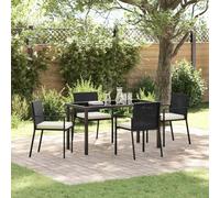 Owoxanthellate Set di mobili da giardino da 5 pezzi, nero, 140 x 70 x 73 cm, tavolo e 4 sedie in acciaio verniciato a polvere, design moderno, robusto e resistente alle intemperie, per terrazze