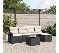 Owoxanthellate Set di mobili da giardino da 6 pezzi, colore nero, con rattan sintetico, resistente alle intemperie, 55 x 62 x 69 cm, panca angolare per balcone, terrazza, portata 248 kg, design