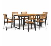 Owoxanthellate Set di mobili da giardino in legno di acacia, 160 x 80 cm, con braccioli, design moderno, robusto e durevole, per terrazza, balcone e giardino